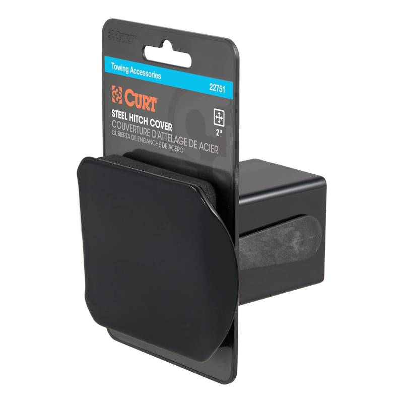 CURT 22751 Anhängerkupplungsabdeckung aus schwarzem Stahl, passend für 5,1 cm Empfänger von CURT