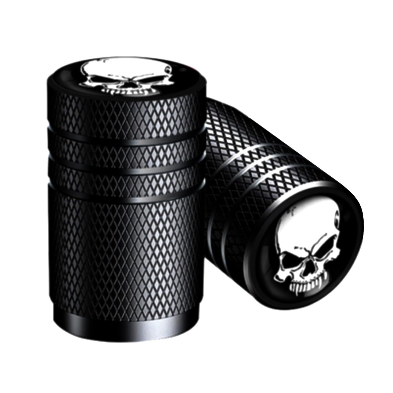 Ventilkappen schwarz Totenkopf weiß Aluminium – Universal Reifen Motorrad Trike Quad Scooter Auto von CUSTOMprivé