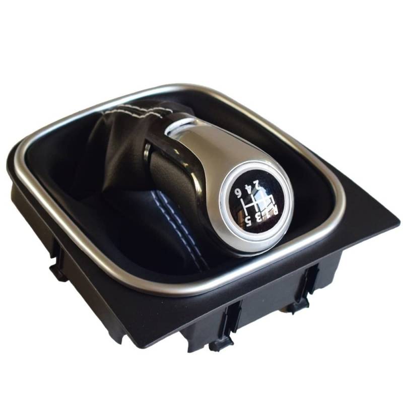 Für VW Für Golf 5 6 A5 MK5 Für GTI Für GTD R32 2004-08 Für Scirocco 09-14 5/6 Gang Schaltknauf Hebelmanschette Stiefelabdeckung Kragen Auto Schaltknauf (Color : 6Speed-white line) von CUTEAS