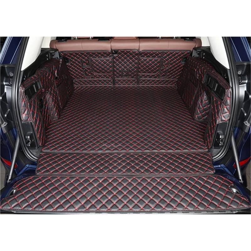 Kofferraummatte Auto Für X5 XDrive 45e G05 2022 2021 Auto Stamm Matten Cargo-Liner Boot Teppiche Styling Kofferraum Schutzmatte(F- Black with red) von CUTEAS