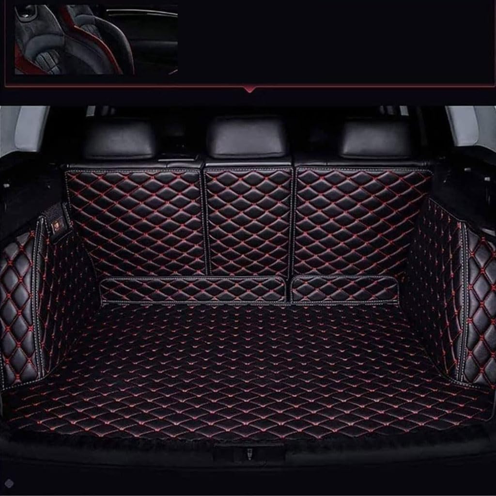 CUTSKY Vollabdeckung Kofferraummatte für Cadillac Escalade III 6-seat 2007-2014,rutschfest Kofferraumwanne Schutzmatte Autozubehör,A-Black Red von CUTSKY