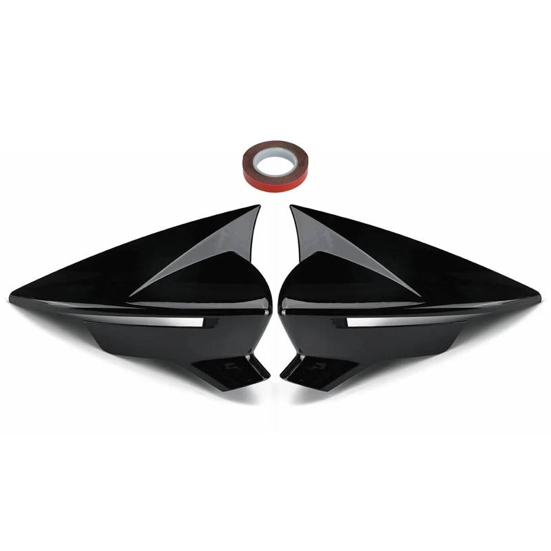 Auto Rückspiegel Regenschutz Außenspiegelabdeckungen/-kappen in Schwarz/Kohlefaser, passend für Seat Leon MK3 MK3.5 5F ST FR Cupra 2013–2019.(Glossy Black) von CVPX