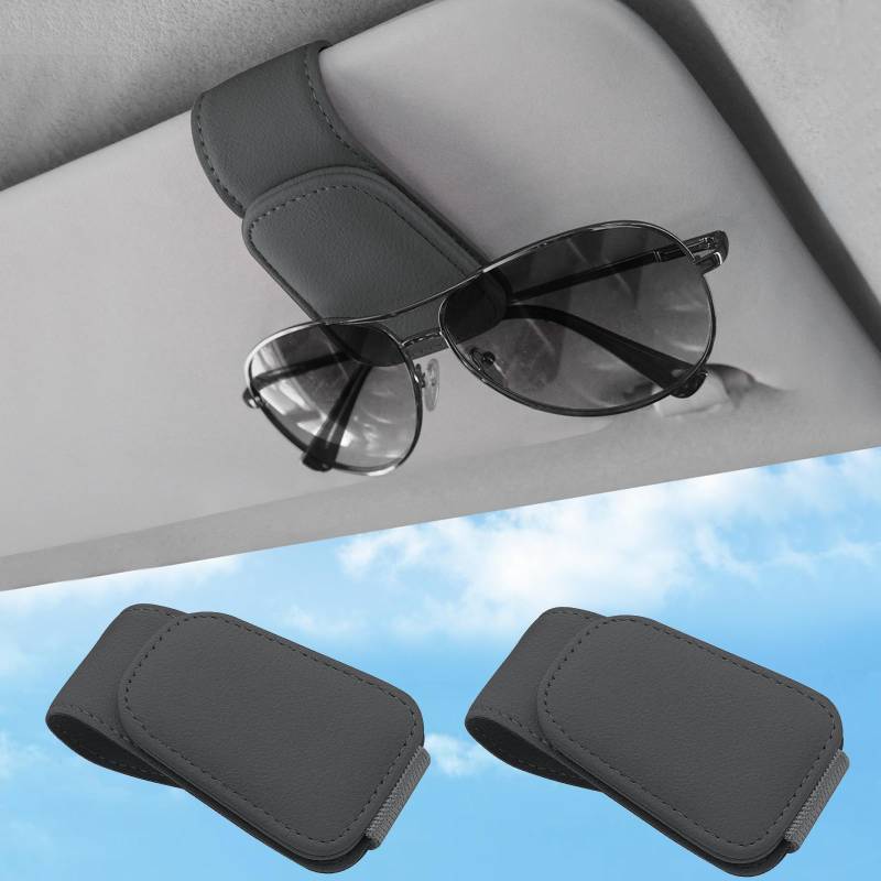 CWBFC 2 Pack Brillenhalter für Auto Sonnenblende für VW ID.Buzz I 2022-2024, Magnetischer Brillenhalter Fürs Auto Auto-Innenausstattung,Gr-ey von CWBFC