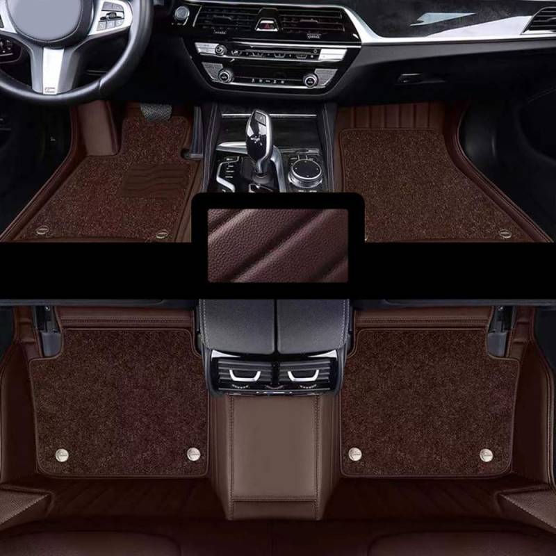 CWMBJD Nach Maß Fussmatten Auto für Mazda CX-80 2024. Doppelschichtiges Design Sternenhimmelteppich Antirutschmatte Auto Umweltfreundliches Leder,Coffee-LHD von CWMBJD