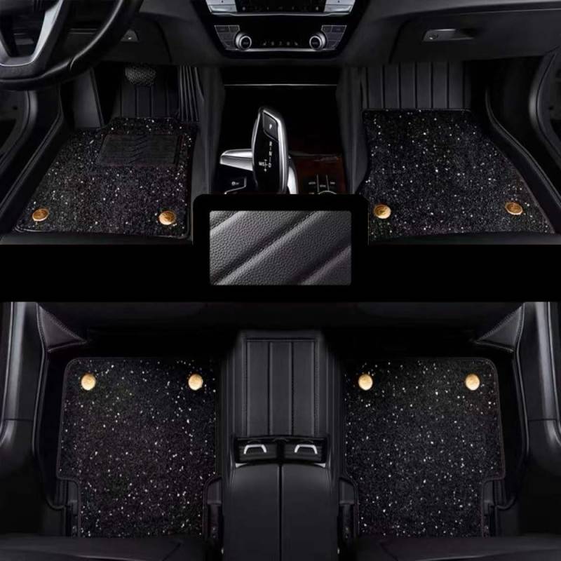 Nach Maß Fussmatten Auto für Opel Zafira Tourer C 2016-2019. Doppelschichtiges Design Sternenhimmelteppich Antirutschmatte Auto Umweltfreundliches Leder,Black-LHD von CWMBJD