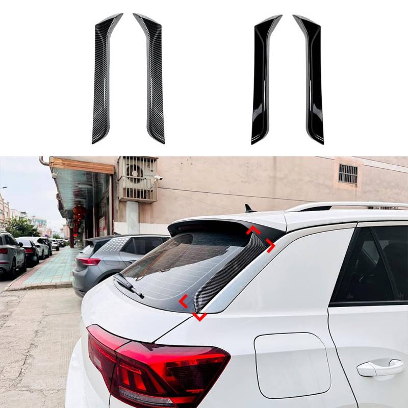 2 Stück Heckscheibe Spoiler Wing für VW T-ROC 2017+, ABS Heckscheiben Seitenspoiler Seitenflügel Ersatz, Carbon Fiber Look von CWMMKL