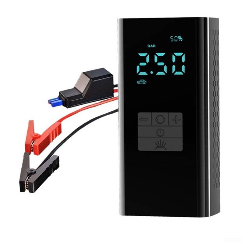 CWOQOCW Batterie-Starthilfe-Set, tragbar, Auto-Starthilfe, Powerbank, mit digitalem Luftkompressor, Reifenfüller, LED-Licht für Fahrzeug (A) von CWOQOCW