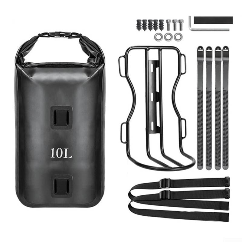 CWOQOCW Bicycle Essential Verstellbare 10 l wasserdichte Vorderradgabeltasche mit stabiler Aluminium-Montagefunktion (1 x Gepäckträger + 1 x Tasche) von CWOQOCW