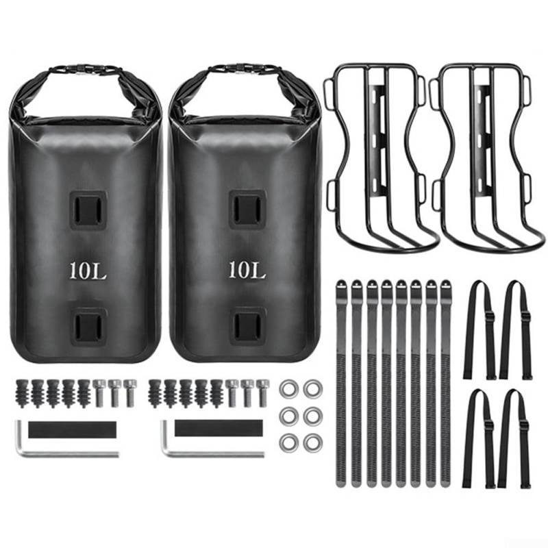 CWOQOCW Bicycle Essential Verstellbare 10 l wasserdichte Vorderradgabeltasche mit stabiler Aluminium-Montagefunktion (2 x Gepäckträger + 2 x Tasche) von CWOQOCW