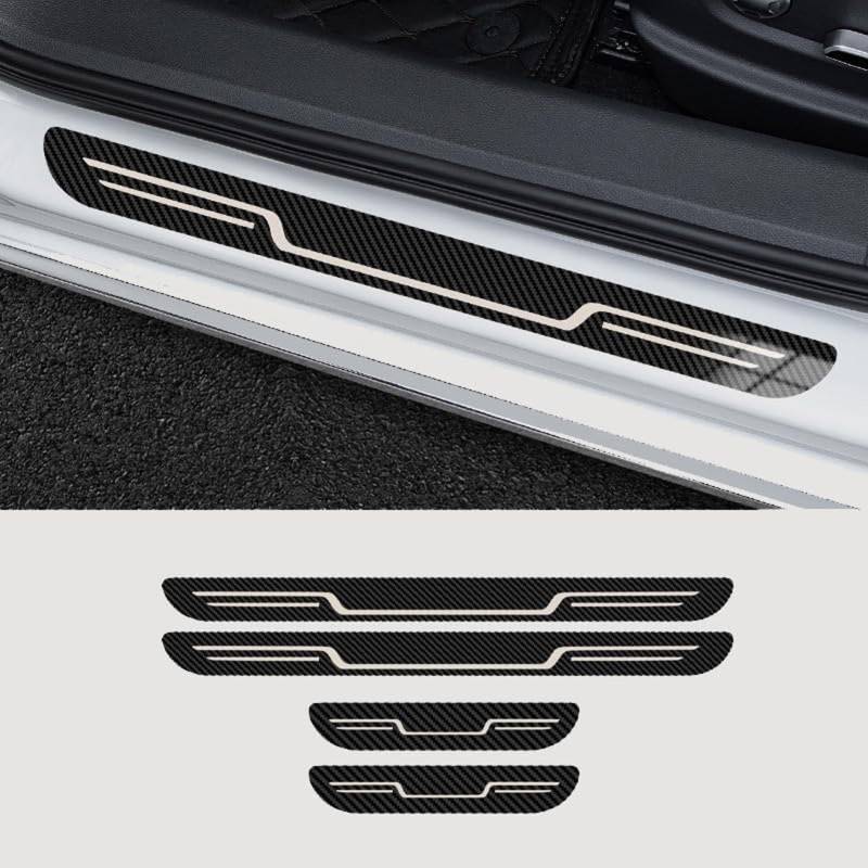 4 Stück Auto Einstiegsleisten Schutzfolie für Kia Carens 2007 2008 2009 2010 2011, Auto-Außentürschwellenschutz Trittplatten Schwellenplatte Willkommenspedalverkleidung,Carbon Fiber Look von CWYLF
