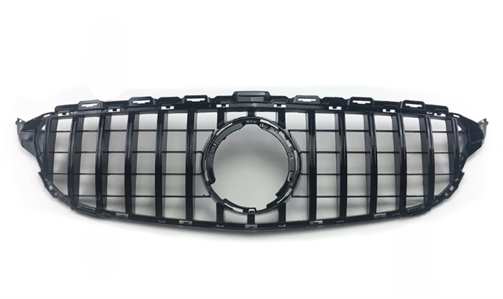 Frontgrill Stoßstangengrill GT-Stil kompatibel for Mercedes W205 Benz C S205 C205 2014–2021 C260 C250 C180 C200 C300 Sport Tuning Refit (Color : 19-21 Glossy Black) von CXCUNAJG