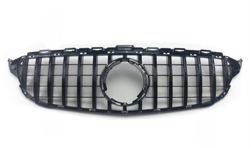 Frontgrill Stoßstangengrill GT-Stil kompatibel for Mercedes W205 Benz C S205 C205 2014–2021 C260 C250 C180 C200 C300 Sport Tuning Refit (Color : 19-21 Glossy Black) von CXCUNAJG