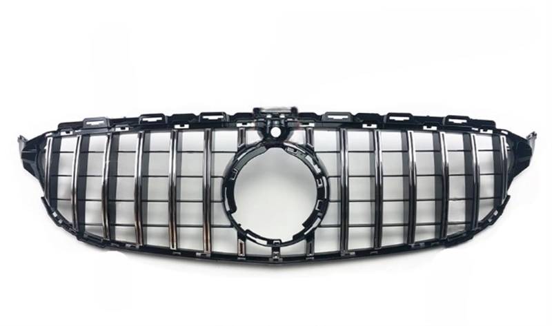 Frontgrill Stoßstangengrill GT-Stil kompatibel for Mercedes W205 Benz C S205 C205 2014–2021 C260 C250 C180 C200 C300 Sport Tuning Refit (Color : 19-21Silver With Cam) von CXCUNAJG