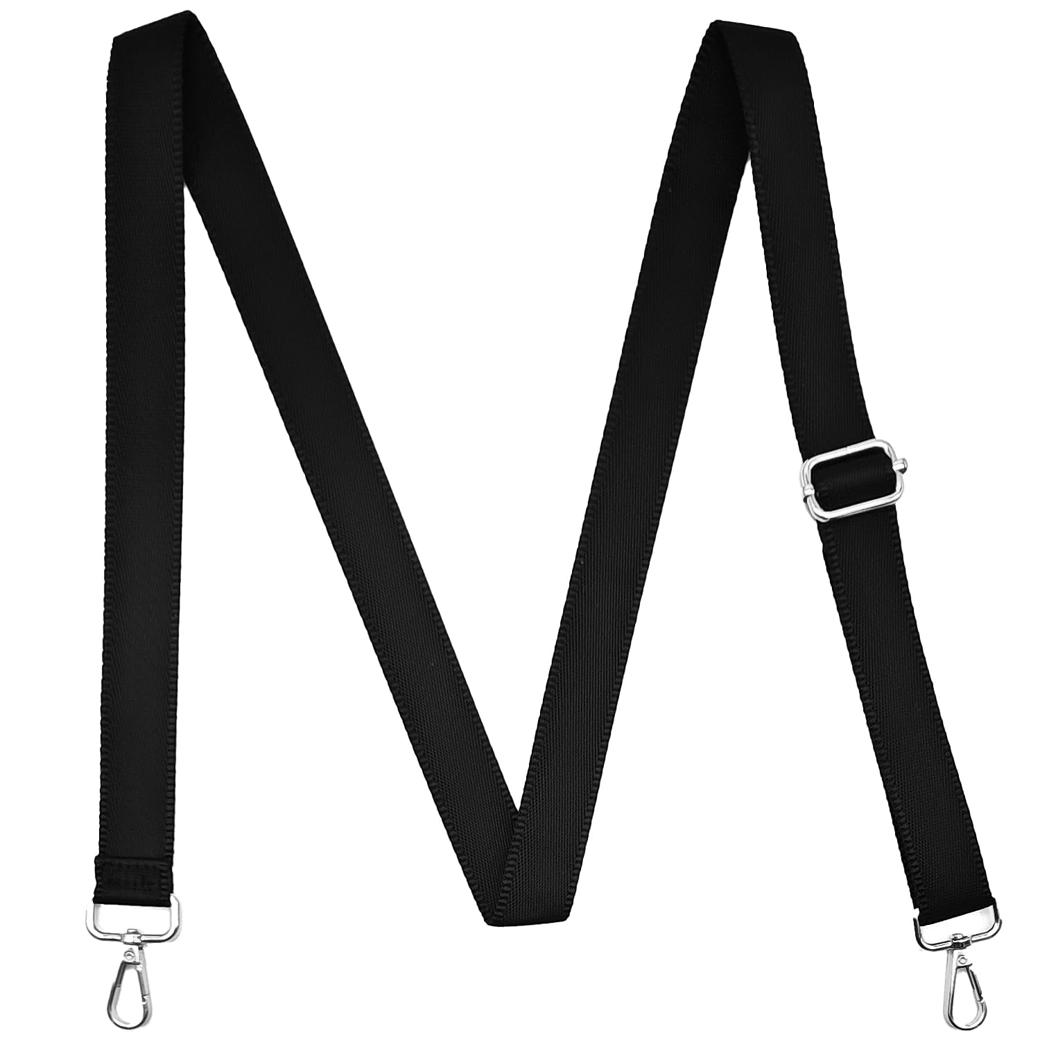 CXTAI 2,5cm Schmal Schwarz Taschengurt Verstellbarer Schultergurt Handtaschen Gurt für Taschen Taschengurte zum Wechseln Schulterriemen (Silber Clip) von CXTAI