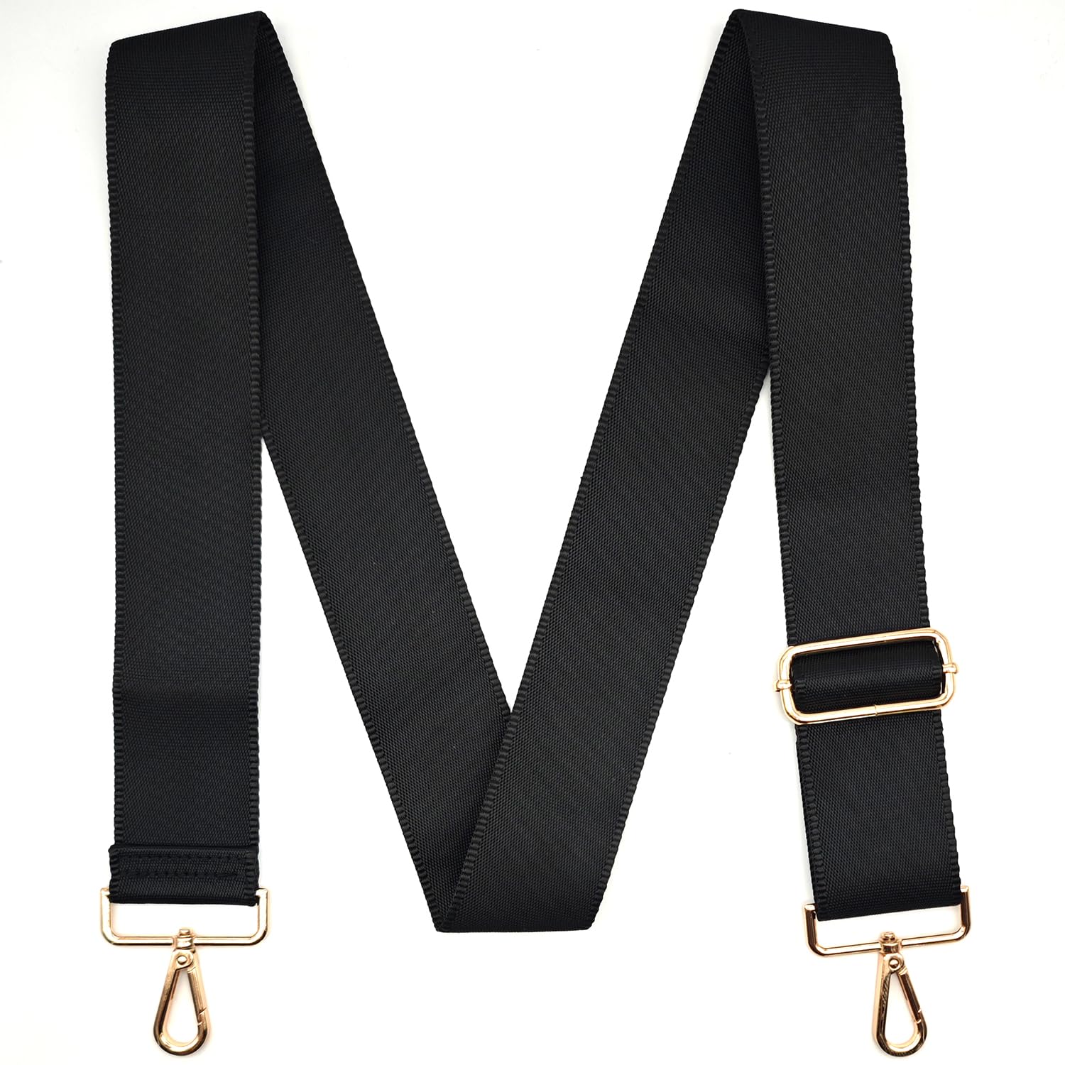 CXTAI 5,0cm Breit Schwarz Taschengurt Verstellbarer Schultergurt Handtaschen Gurt für Taschen Taschengurte zum Wechseln Schulterriemen (Gold Clip) von CXTAI
