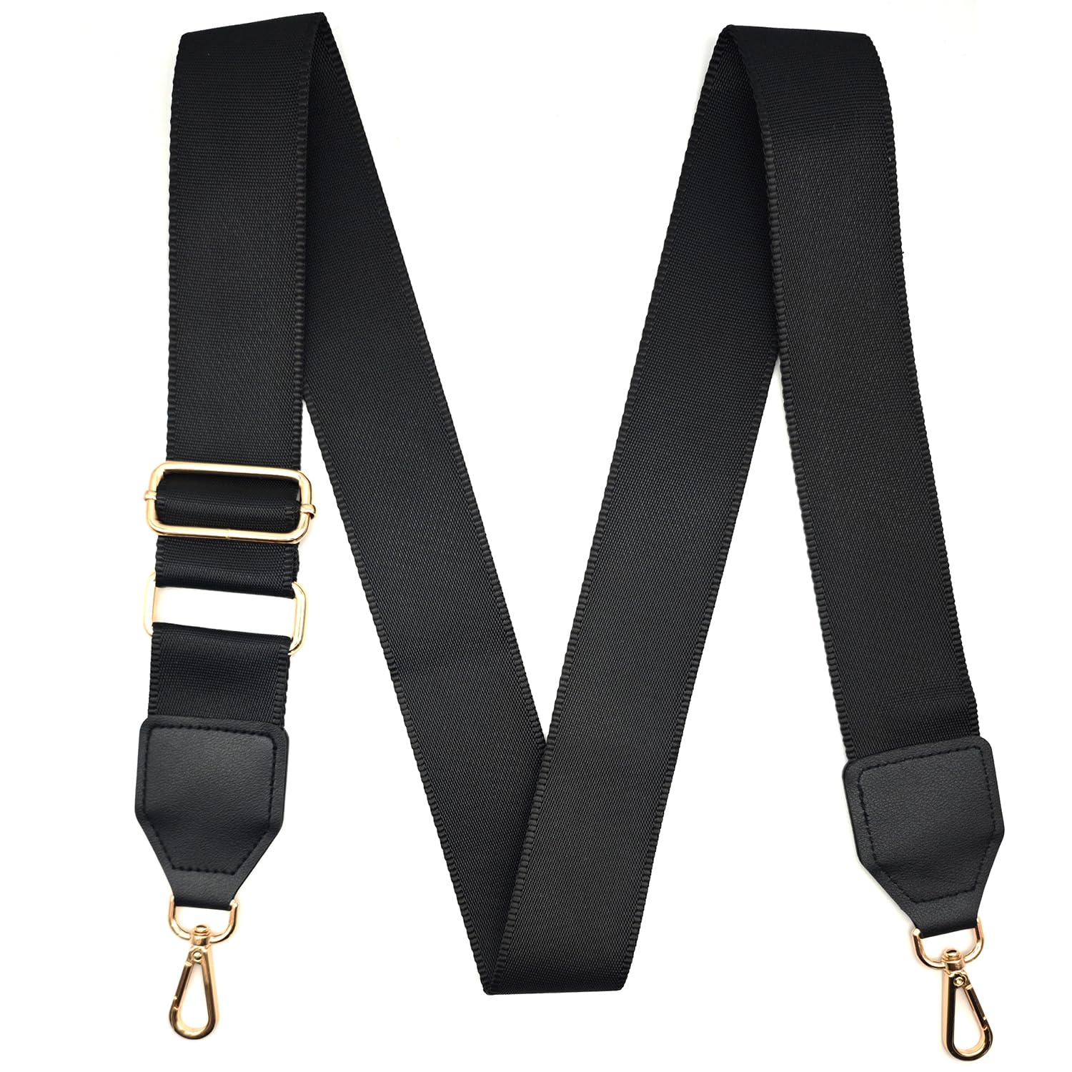 CXTAI 5,0cm Breit Schwarz Taschengurt Verstellbarer Schultergurt Handtaschen Gurt für Taschen Taschengurte zum Wechseln Schulterriemen (Gold Clip) von CXTAI
