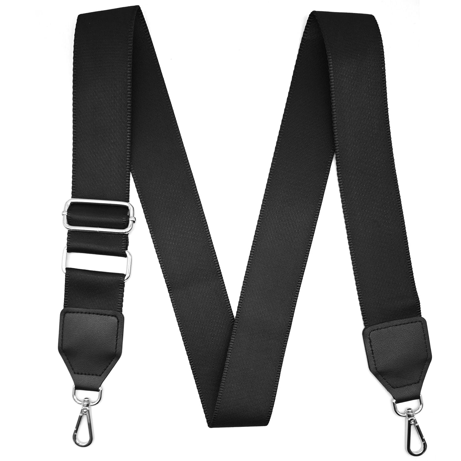 CXTAI 5,0cm Breit Schwarz Taschengurt Verstellbarer Schultergurt Handtaschen Gurt für Taschen Taschengurte zum Wechseln Schulterriemen (Silber Clip) von CXTAI