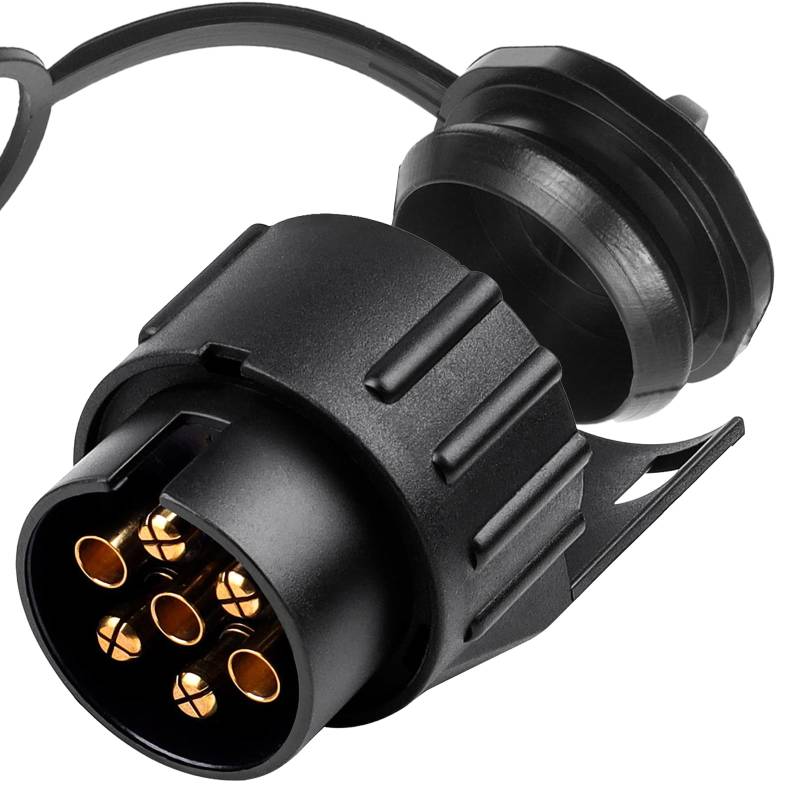 CXTM Adapter Anhänger 7 auf 13 Polig, 7 auf 13 Polig Adapter, 7 Polig auf 13 Polig Adapter inkl. Parking Cover, 12 V Systeme, für Fahrradträger, Pferdeanhänger von CXTM