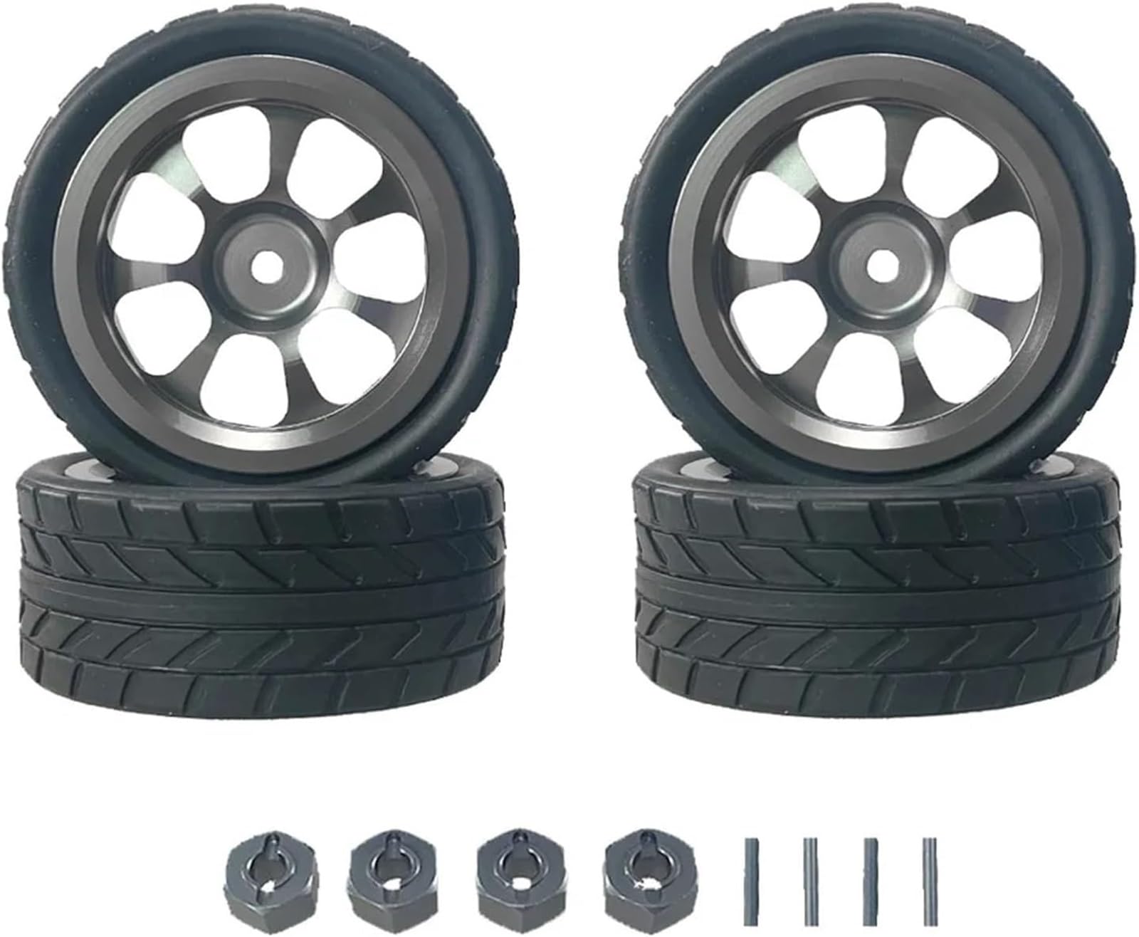 CXXSW [Replacement] Upgrade-Teile for MJX, for Hyper for Go, 14302 14301 1/14 RC-Auto, Gummireifen-Metallreifen, for Rallye-Räder (Grau) von CXXSW