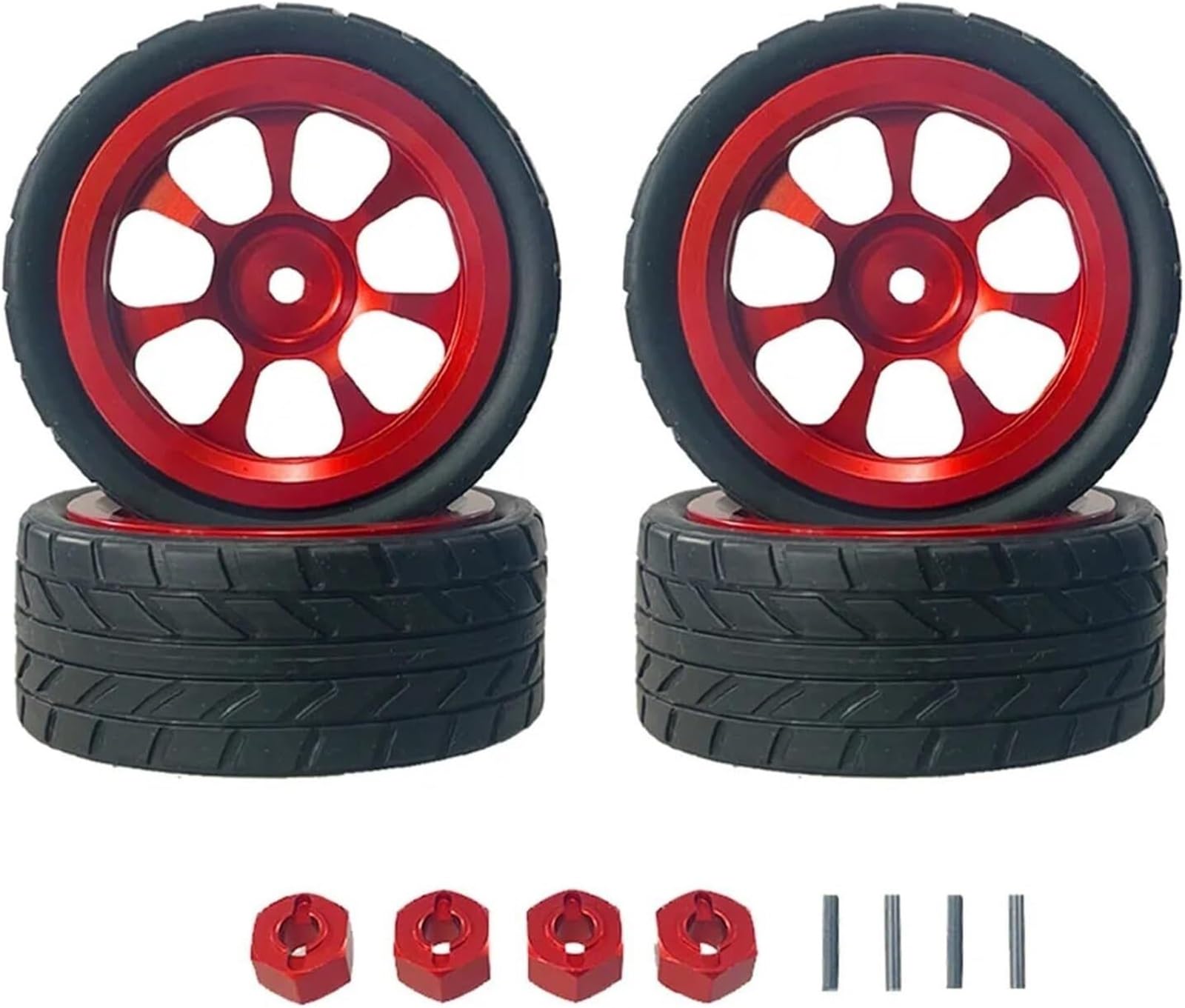 CXXSW [Replacement] Upgrade-Teile for MJX, for Hyper for Go, 14302 14301 1/14 RC-Auto, Gummireifen-Metallreifen, for Rallye-Räder (Rot) von CXXSW
