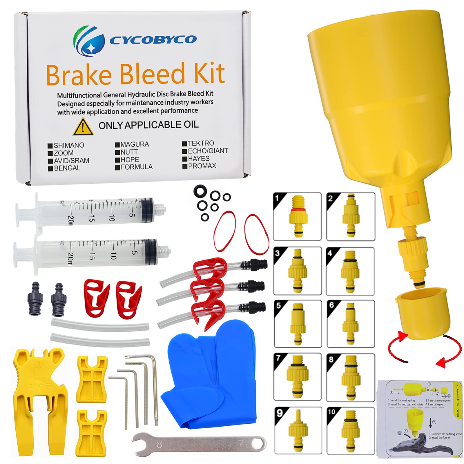 CYCOBYCO Entlüftungskit hydraulische Scheibenbremse für Shimano, Sram, Avid, Magura, Tektro, Hayes, Zoom, Echo, Giant,Hs33, Nutt, Hope, Bengal, Formula, Fromax kompatibel mit allen Modellen CYCOBYCO Entlüftungskit hydraulische Scheibenbremse für Shimano, Sram, Avid, Magura, Tektro, Hayes, Zoom, Echo, Giant,Hs33, Nutt, Hope, Bengal, Formula, Fromax kompatibel mit allen Modellen von CYCOBYCO