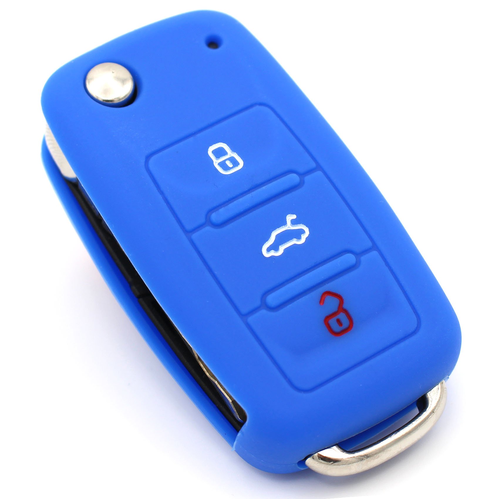CYK www. CoverYourKey .de Schlüssel Hülle VA für 3 Tasten Auto Schlüssel Silikon Cover von Finest-Folia (Blau) von CYK www. CoverYourKey .de