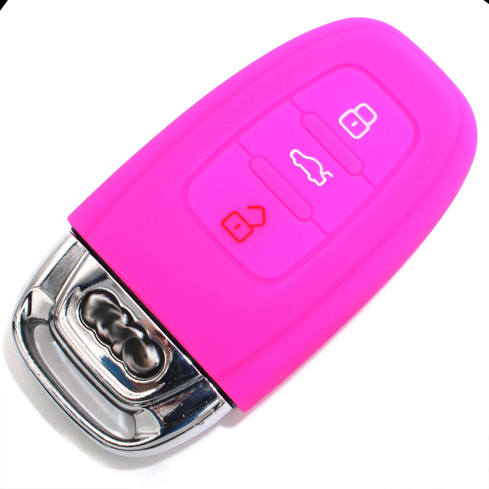 Schlüssel Hülle AC (nur Keyless Go) für 3 Tasten Auto Schlüssel Silikon Cover von Finest-Folia (Neon Pink) von CYK www. CoverYourKey .de