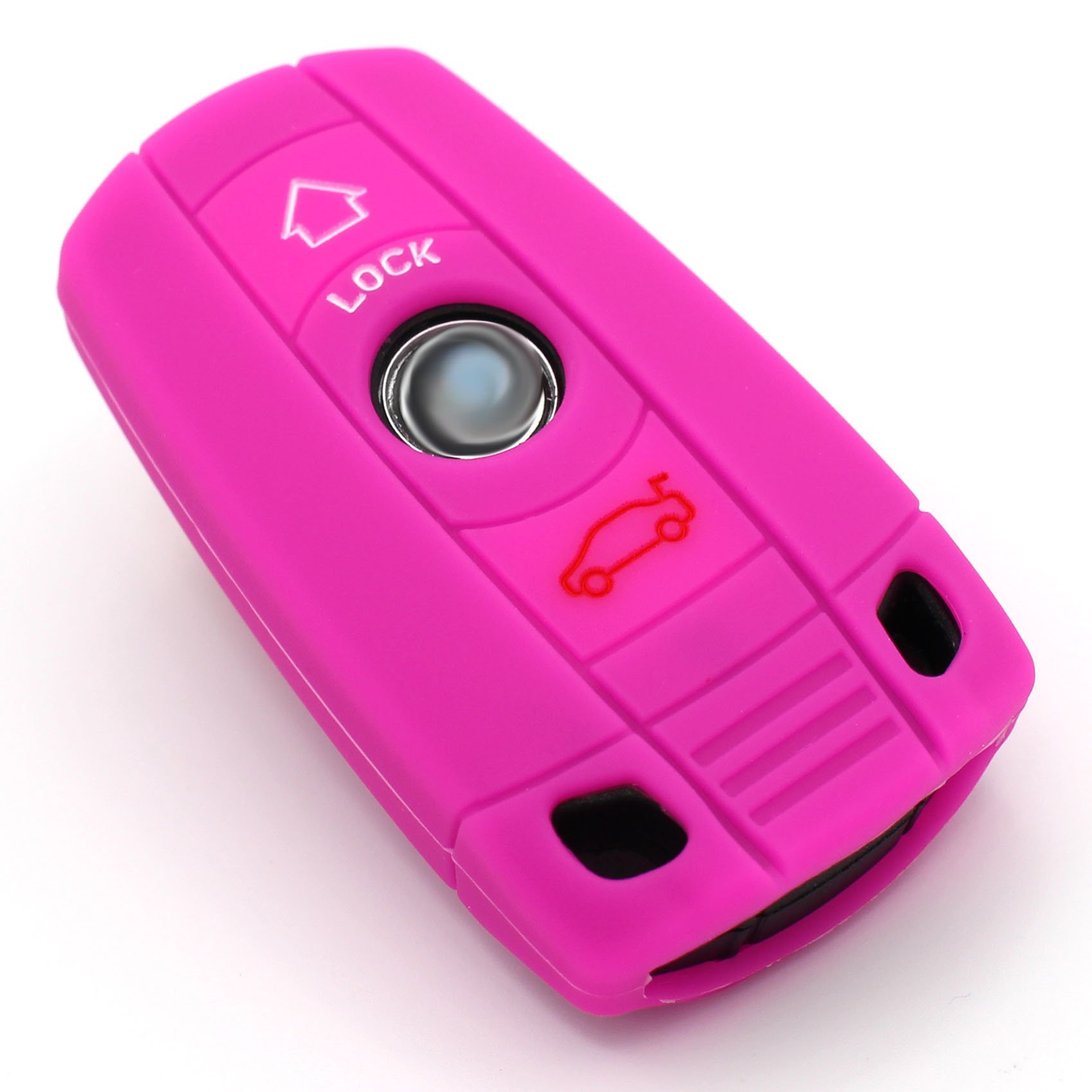 Schlüssel Hülle BB für 3 Tasten Auto Schlüssel Silikon Cover - Finest-Folia (nur Keyless GO) (Neon Pink) von CYK www. CoverYourKey .de