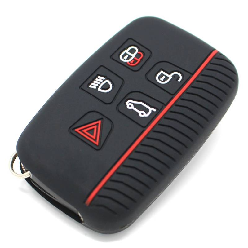 Schlüssel Hülle LA für 5 Tasten Auto Schlüssel Silikon Cover -Finest Folia (.Schwarz Rot) von CYK www. CoverYourKey .de