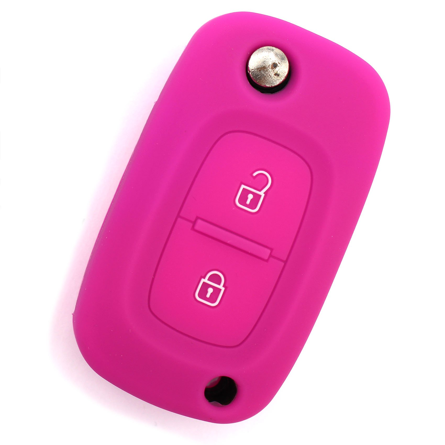 Schlüssel Hülle RA für 2 Tasten Autoschlüssel Silikon Cover - Finest-Folia (Neon Pink) von CYK www. CoverYourKey .de