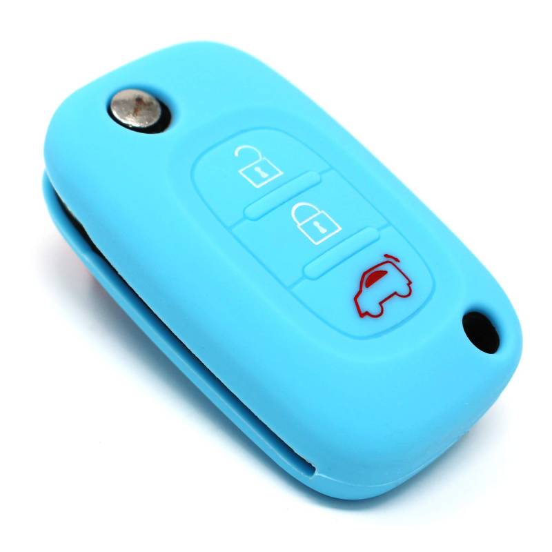 Schlüssel Hülle SB für 3 Tasten Auto Schlüssel Silikon Cover von Finest-Folia (Hellblau) von CYK www. CoverYourKey .de