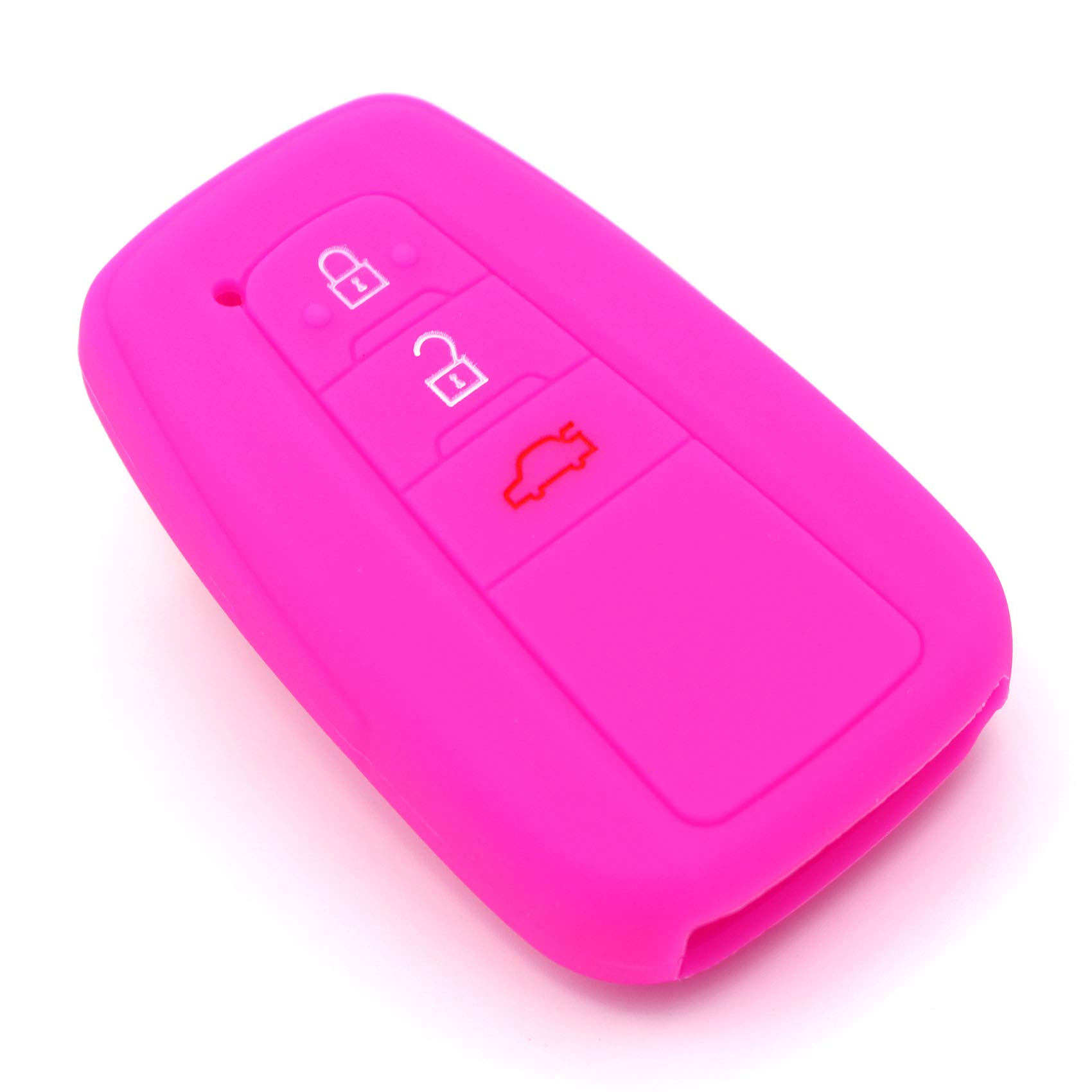 Schlüssel Hülle TE für 3 Tasten Auto Schlüssel Silikon Cover Schlüsselhülle Etui Schutzhülle (Neon Pink) von CYK www. CoverYourKey .de