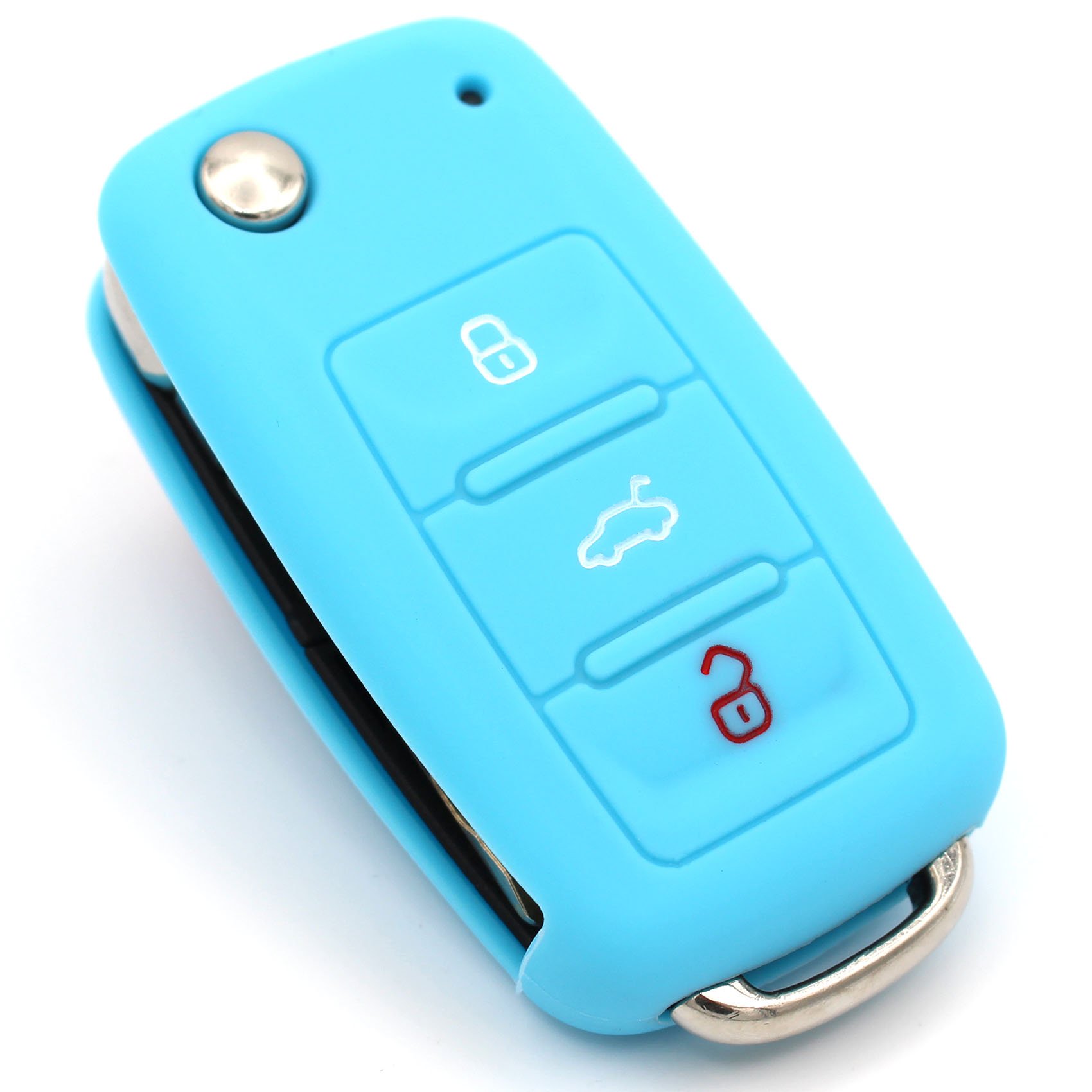 Schlüssel Hülle VA für 3 Tasten Auto Schlüssel Silikon Cover von Finest-Folia (Hellblau) von CYK www. CoverYourKey .de