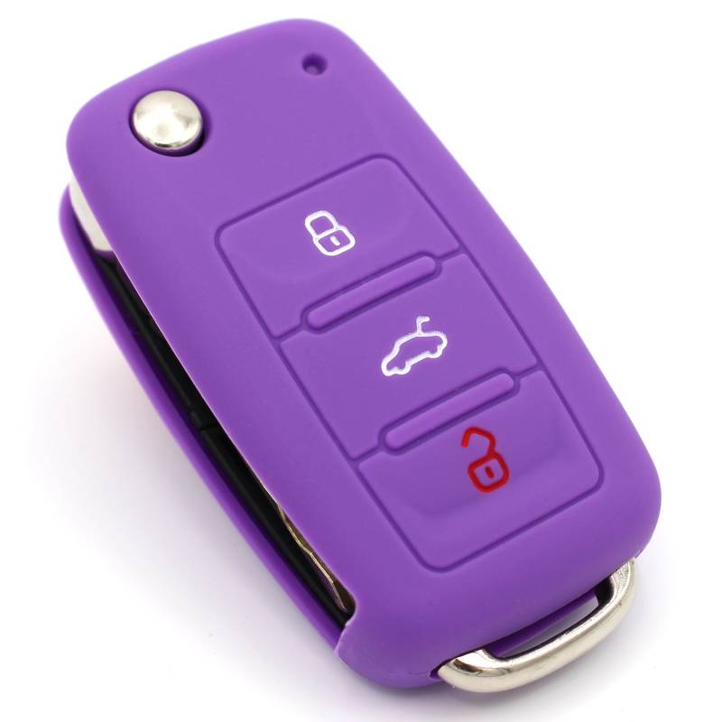 Schlüssel Hülle VA für 3 Tasten Auto Schlüssel Silikon Cover von Finest-Folia (Lila) von CYK www. CoverYourKey .de