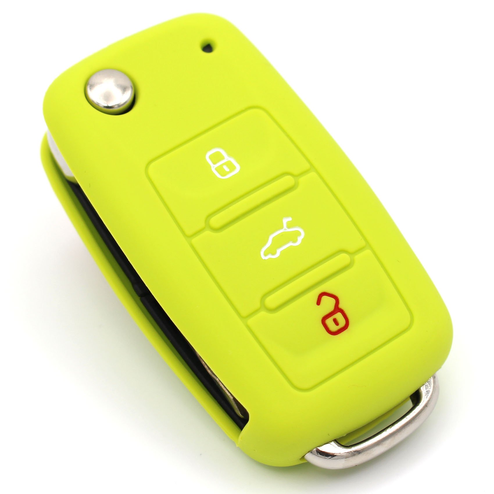 Schlüssel Hülle VA für 3 Tasten Auto Schlüssel Silikon Cover von Finest-Folia (Limegreen) von CYK www. CoverYourKey .de