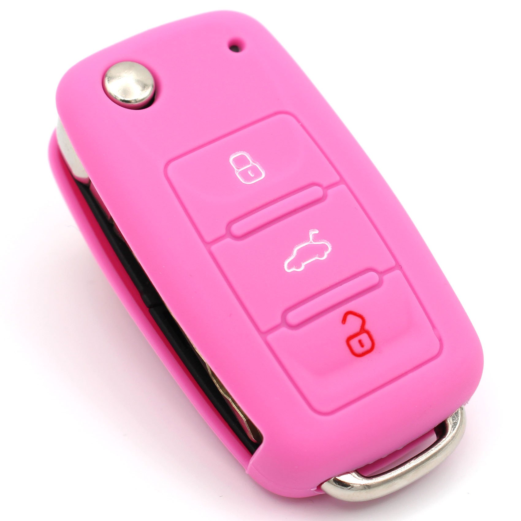 Schlüssel Hülle VA für 3 Tasten Auto Schlüssel Silikon Cover von Finest-Folia (Rosa) von CYK www. CoverYourKey .de