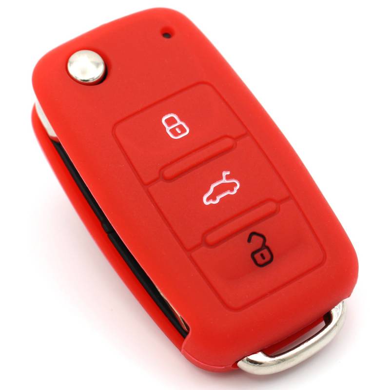 CYK www. CoverYourKey .de Schlüssel Hülle VA für 3 Tasten Auto Schlüssel Silikon Cover von Finest-Folia (Rot) von CYK www. CoverYourKey .de