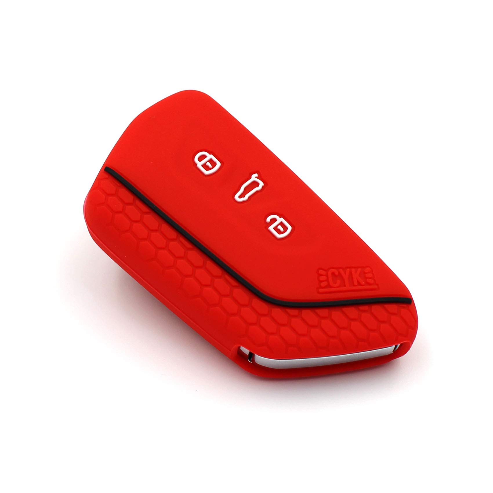 Schlüssel Hülle VF für 3 Tasten Auto Schlüssel Silikon Cover Schlüsselhülle Etui Schutzhülle (Rot) von CYK www. CoverYourKey .de