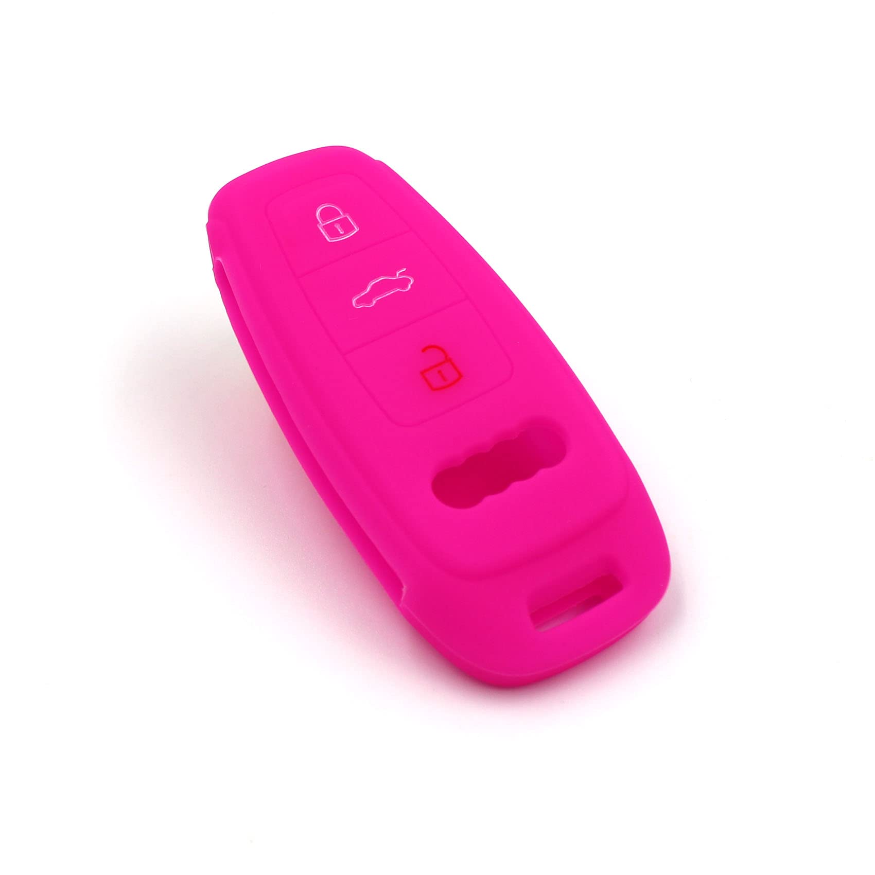 Silikon Schlüsselhülle AE kompatibel mit Audi Auto Schlüssel Hülle 3-Tasten keyless go Cover von Finest Folia (Neon Pink) von CYK www. CoverYourKey .de