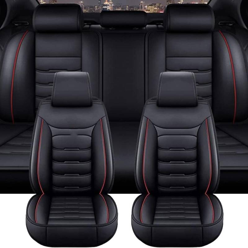 CYLOZ Auto Sitzbezüge,Rutschfester Atmungsaktiver Autositzschutz,für Land Rover Range Rover 2012-2021 Vorne Und Hinten Sitzschoner Zubehör,B-Black and red von CYLOZ