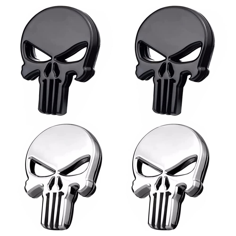 CYUaoao 3D Metall Autoaufkleber 4 Stück Aufkleber Decal Totenkopf Skull Auto Sticker Schwarz Silber Für Auto Motorrad Fahrrad Dekoration CYUaoao 3D Metall Autoaufkleber 4 Stück Aufkleber Decal Totenkopf Skull Auto Sticker Schwarz Silber Für Auto Motorrad Fahrrad Dekoration von CYUaoao