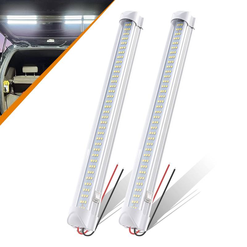 CZC AUTO 12V/24V LED Lichtleiste mit ON/OFF-Schalter - 108 LED Streifen Lichtleiste für Van, LKW, Wohnmobil, LKW, Anhänger, Schrank, Camping - 2 Pack von CZC AUTO