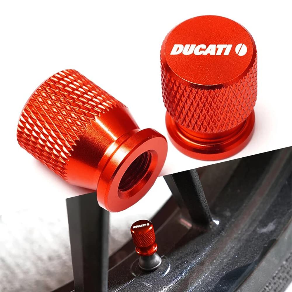 CZITAE Motorrad Reifen Staubschutzkappe Aluminium Motorrad Luftventilkappen Ventil Staubkappen Ventilkappen, für Ducati Monster 821 696 795 797 2013-2016 2017 2018 2019 ReifendekorationszubehöR von CZITAE