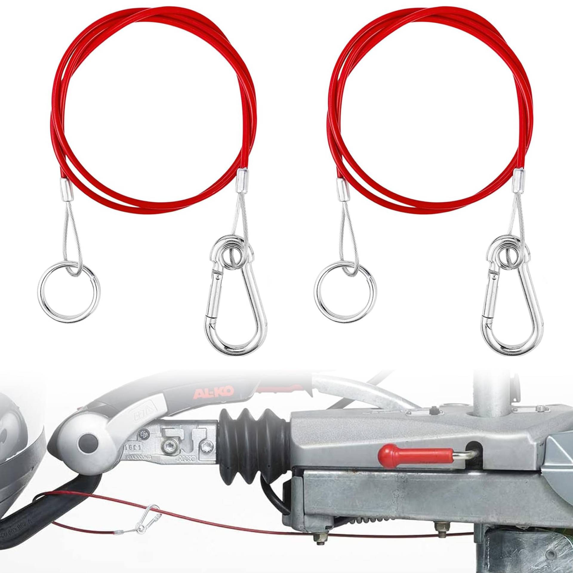 CZlinOduMMX 2 Stück Edelstahl Abreißseil für Anhänger, 1m Bremsseil Anhänger Fangseil, Ø 4 mm Kraftvoll Bremsseil Anhänger, Fangseil Sicherungsseil für Gängigen Gebremsten Anhänger, Wohnwagen - Rot CZlinOduMMX 2 Stück Edelstahl Abreißseil für Anhänger, 1m Bremsseil Anhänger Fangseil, Ø 4 mm Kraftvoll Bremsseil Anhänger, Fangseil Sicherungsseil für Gängigen Gebremsten Anhänger, Wohnwagen - Rot von CZlinOduMMX