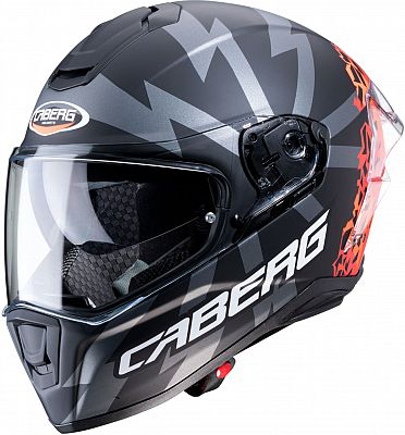 Caberg Drift Evo Storm, Integralhelm - Matt Schwarz/Grau/Neon-Rot - XS von Caberg