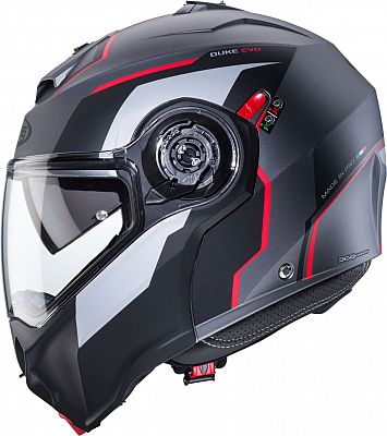 Caberg Duke Evo Move, Klapphelm - Matt Grau/Schwarz/Rot - M von Caberg