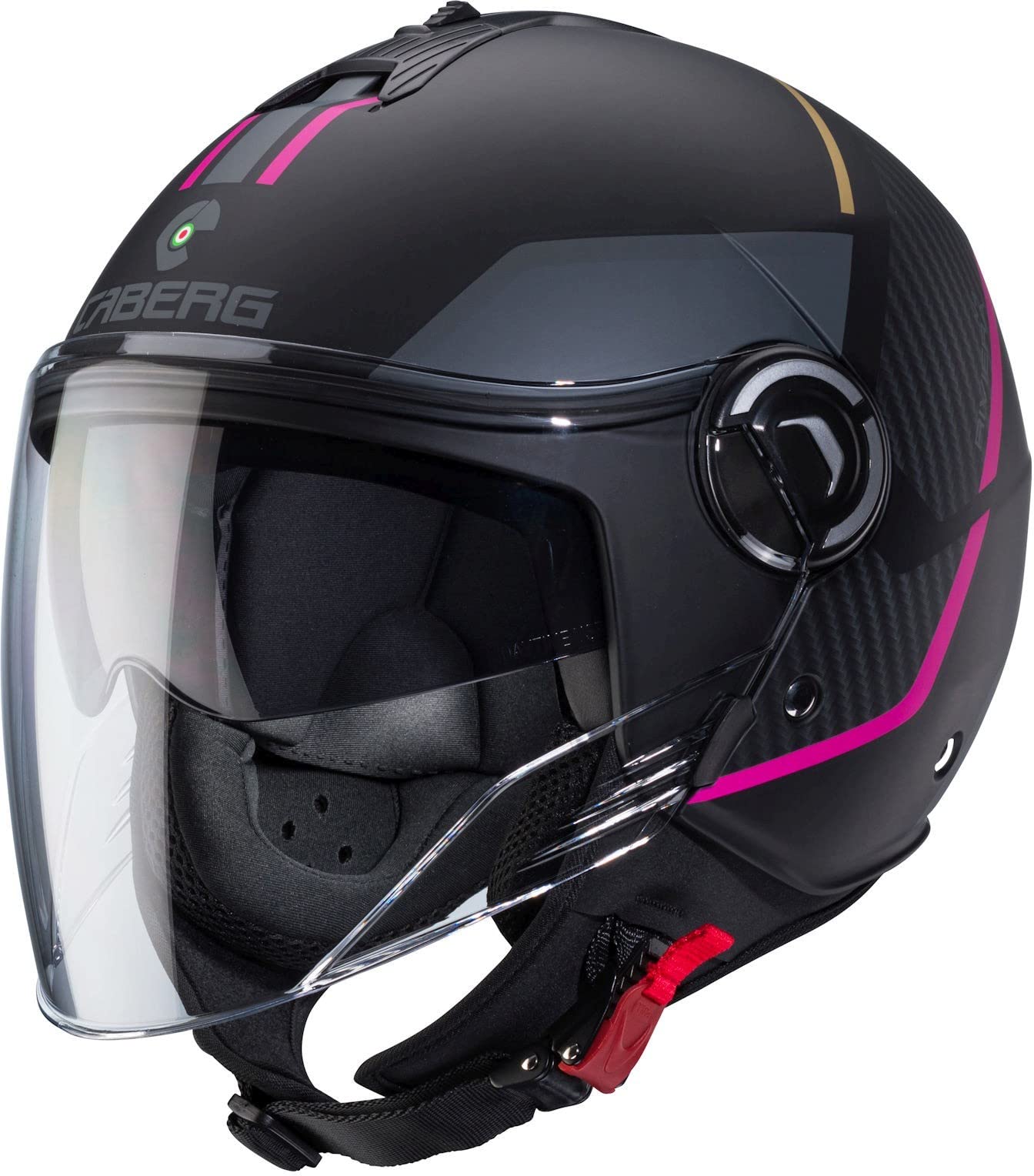 Caberg Riviera V4 X Geo Jethelm (Black Matt/Pink,S (55/56)) von Caberg