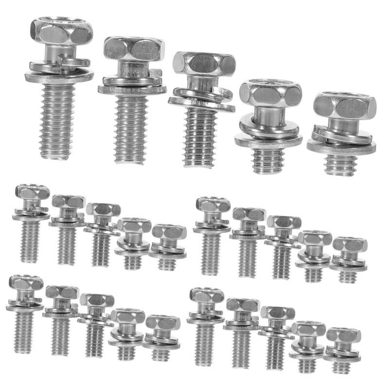 Cabilock 1 Satz Bolzen aus Edelstahl für Maschine Edelstahlschrauben und Muttern Kit Batteriepolschrauben und Muttern Sechskantmutter Schraubenmutter Rostfreier Stahl Silver von Cabilock
