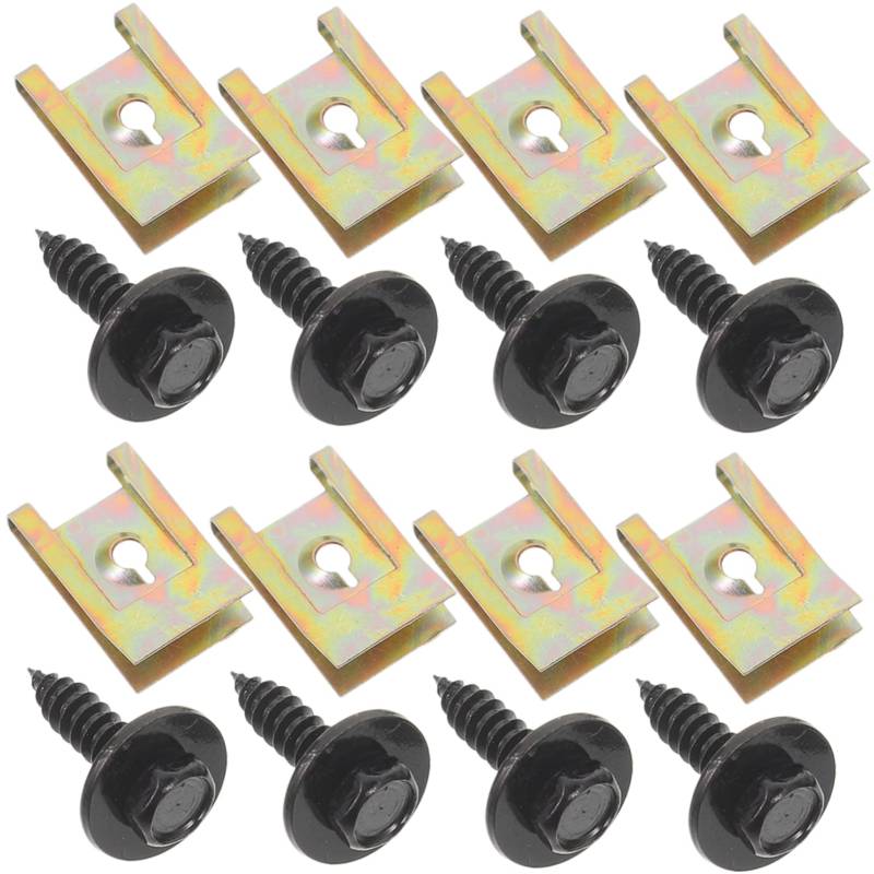 Cabilock 1 Satz Kfz -Schraubset Stoßstange Schrauben Körper Außen Fest U-Nuss-Clips Auto Stoßfänger Clips U-Clips aus Metall Schraube für Karosseriebleche Eisen Black von Cabilock