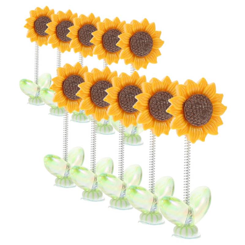 Cabilock 10 Stück Sonnenblumen Ornament Auto Armaturenbrett Zubehör Sonnenblumen Auto Zeug Auto Innendekorationen Kopfschüttelnde Blume Auto Kopfschüttelnde Ornament Süßes von Cabilock